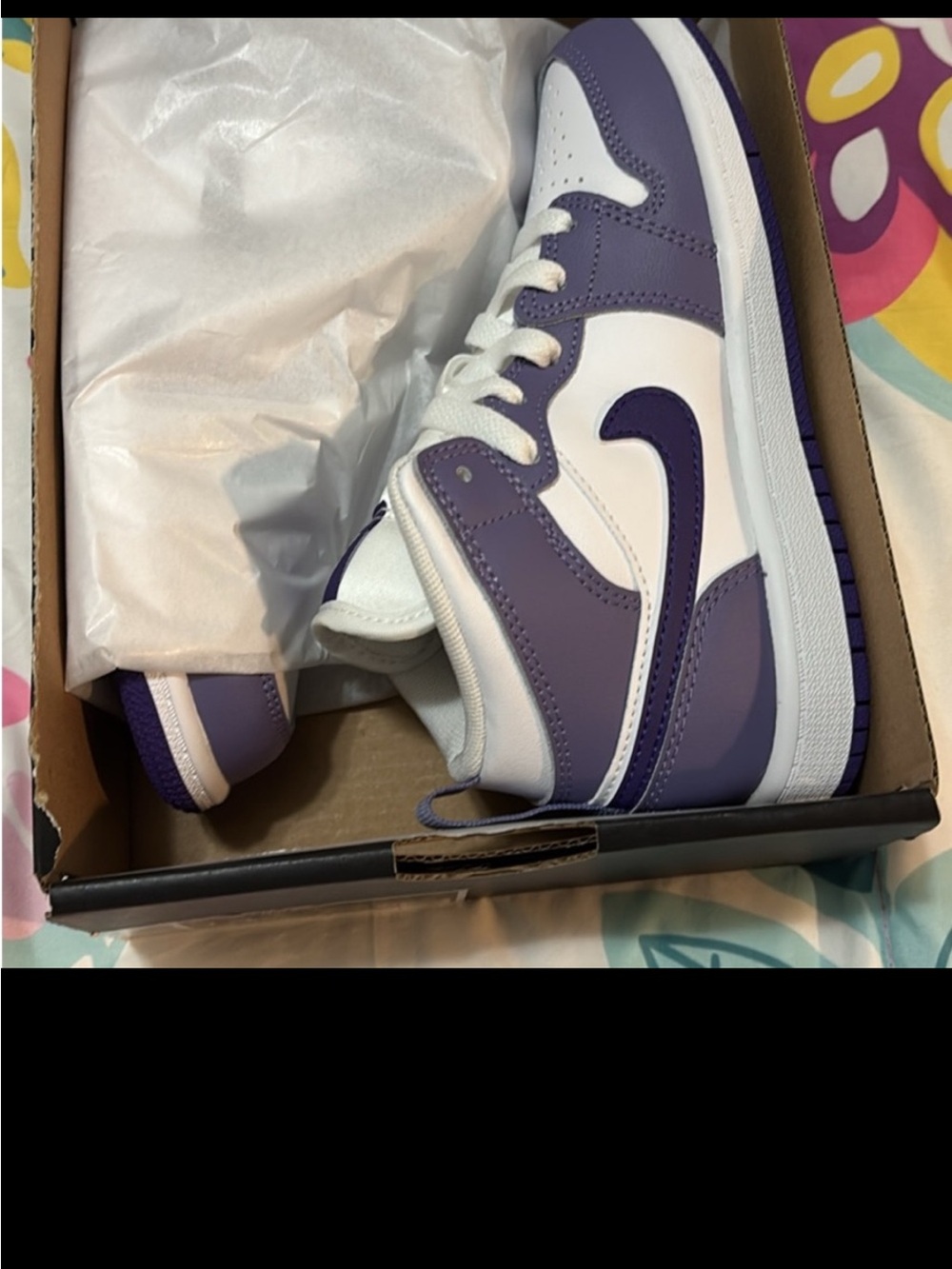 Jordan Kids' White and Purple High-Top Sneakers - Picture 5 of 5